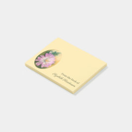 Chrysanthemum Rosa och Cream Pastel Blommigt Post-it Block