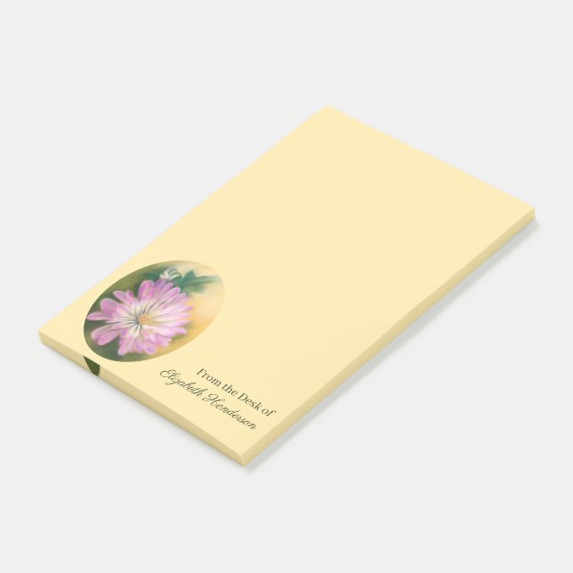 Chrysanthemum Rosa och Cream Pastel Blommigt Post-it Block (Vinklad)