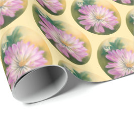 Chrysanthemum Rosa och Cream Pastel Blommigt Presentpapper