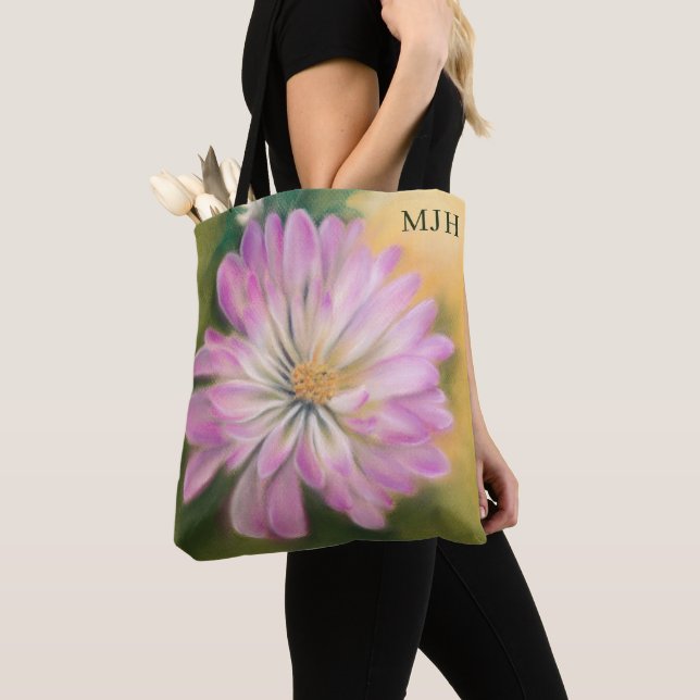 Chrysanthemum Rosa och Cream Pastel Blommigt Tygkasse (Närbild)