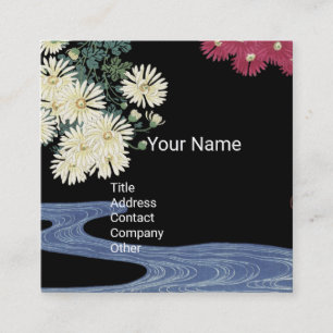 Chrysanthemum,Running Vatten,Beauty Salon Spa Blac Fyrkantigt Visitkort