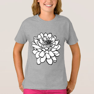 Chrysanthemum Teckning - Black and White T Shirt