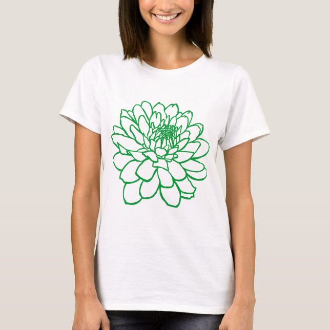Chrysanthemum Teckning - Grass Grönt T Shirt (Framsida)