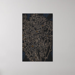 Chrysanthemum trädgårdsblommor art svart och gamma canvastryck