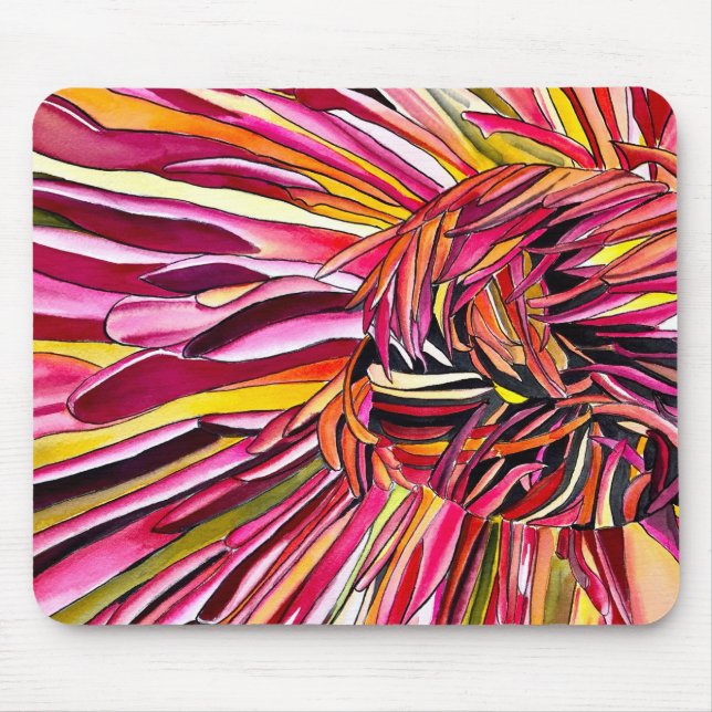 Chrysanthemum vattencolor art blomma musmatta (Framsidan)