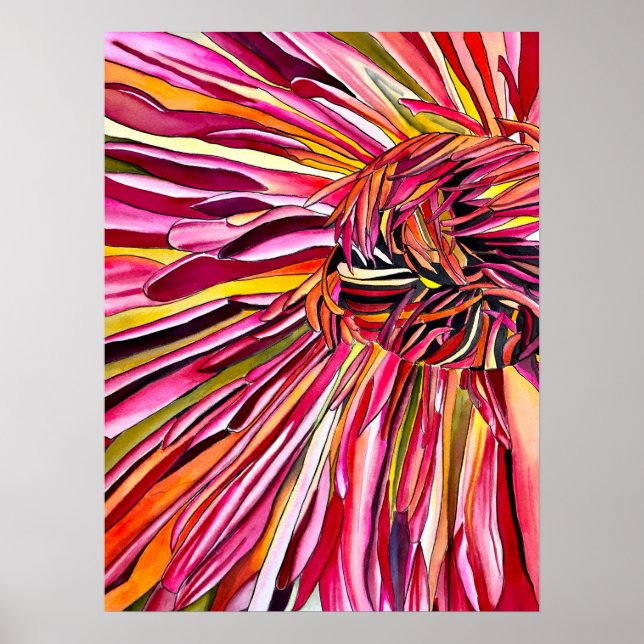 Chrysanthemum vattencolor art blomma poster (Framsidan)