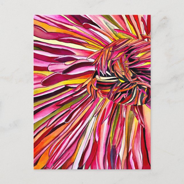 Chrysanthemum vattencolor art blomma vykort (Framsida)