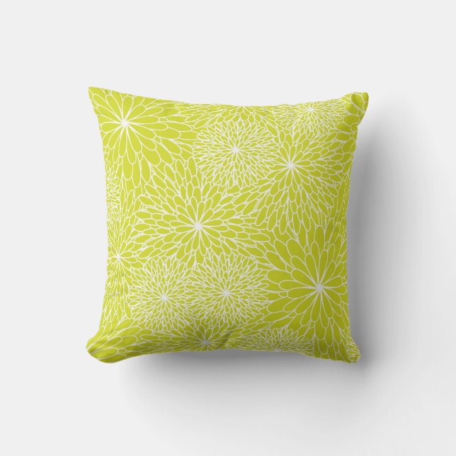 Chrysanthemumlimefruktgrönt kudder kudde (Framsida)
