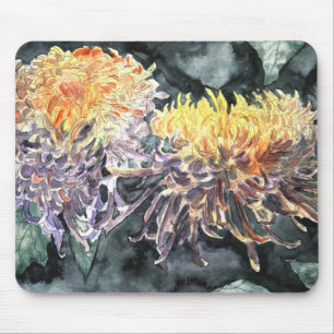 Chrysanthemummorsan blommar vattenfärgmålning musmatta
