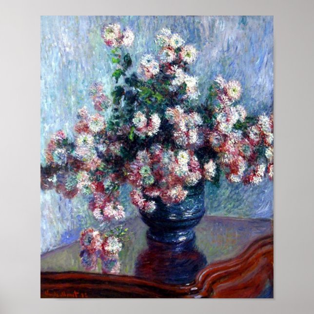 Chrysanthemums av Claude Monet Poster (Framsidan)