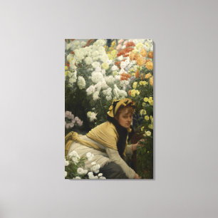 Chrysanthemums av James Tissot Fine Art Canvastryck