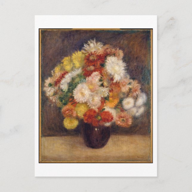 Chrysanthemums Bouquet av Renoir Painting Vykort (Framsida)