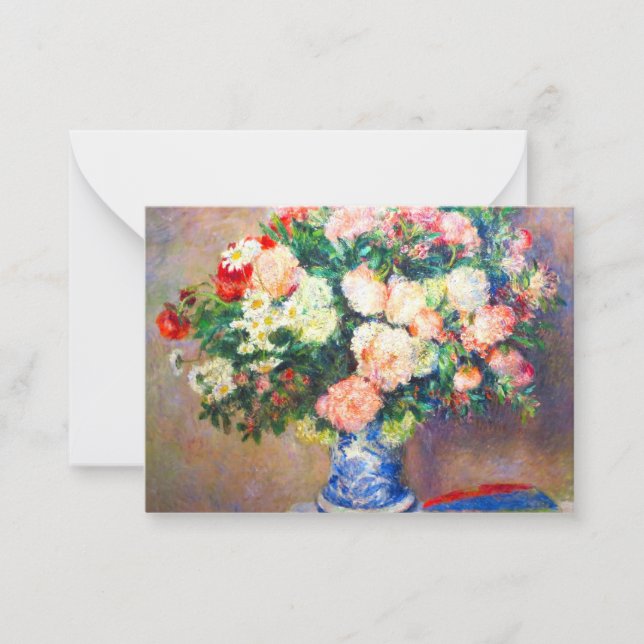 Chrysanthemums Bouquet och Japans Fläkt Anteckningskort (Framsida)