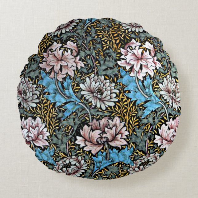 Chrysanthemums Cushions Rund Kudde (Framsidan)