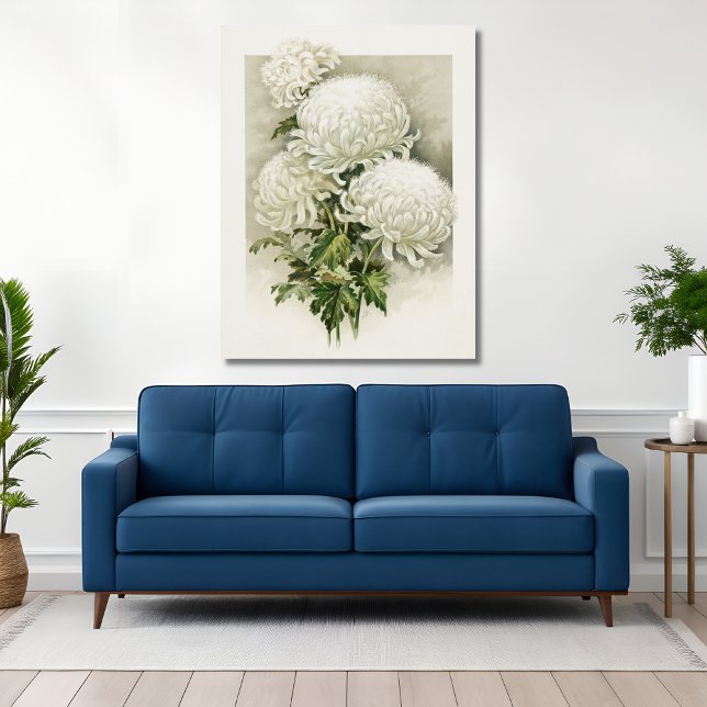 Chrysanthemums - Elegant Vintage botanik Canvastryck (Skapare uppladdad)