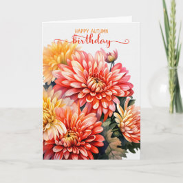 Chrysanthemums for an Autumn Season Birthday Kort