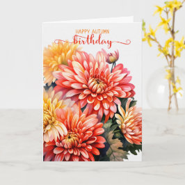 Chrysanthemums for an Autumn Season Birthday Kort