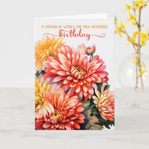 Chrysanthemums för november födelsedag kort