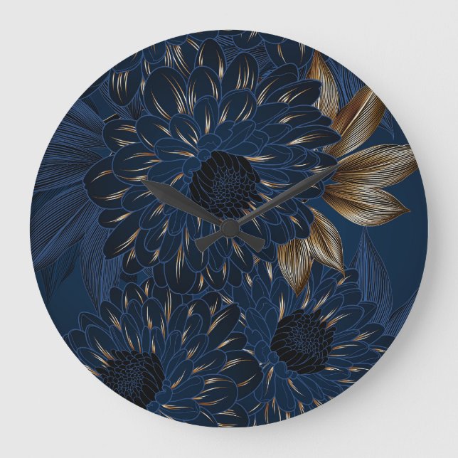 Chrysanthemums handdragna, elegantens blommönster. stor klocka (Framsida)