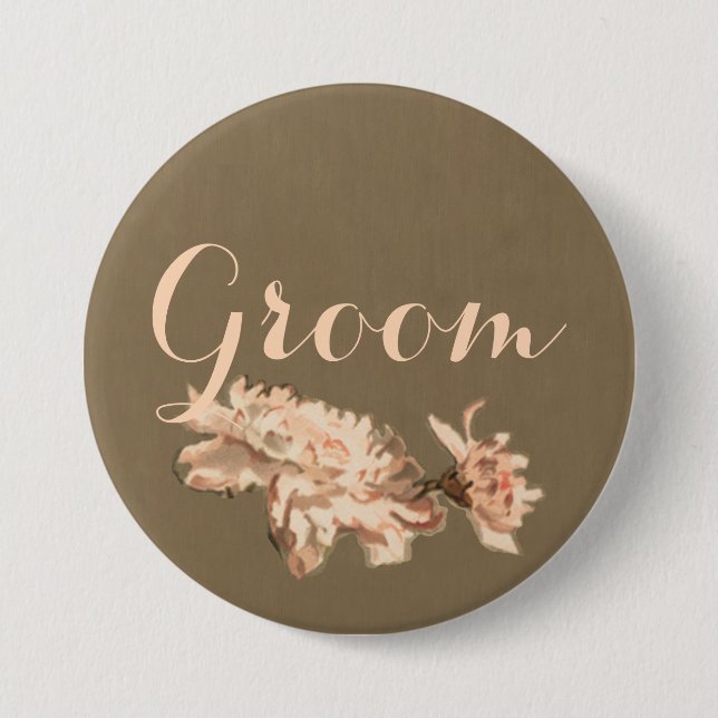 Chrysanthemums i en Flaska Groom Button Knapp (Framsida)
