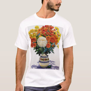 Chrysanthemums i en mönstrad tillbringare 2005 t-shirt