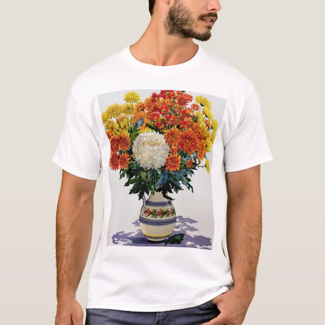 Chrysanthemums i en mönstrad tillbringare 2005 t-shirt (Framsida)