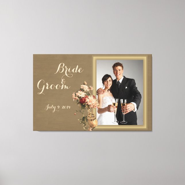 Chrysanthemums i Flaska Bröllop Keepsaké Canvas (Framsida)