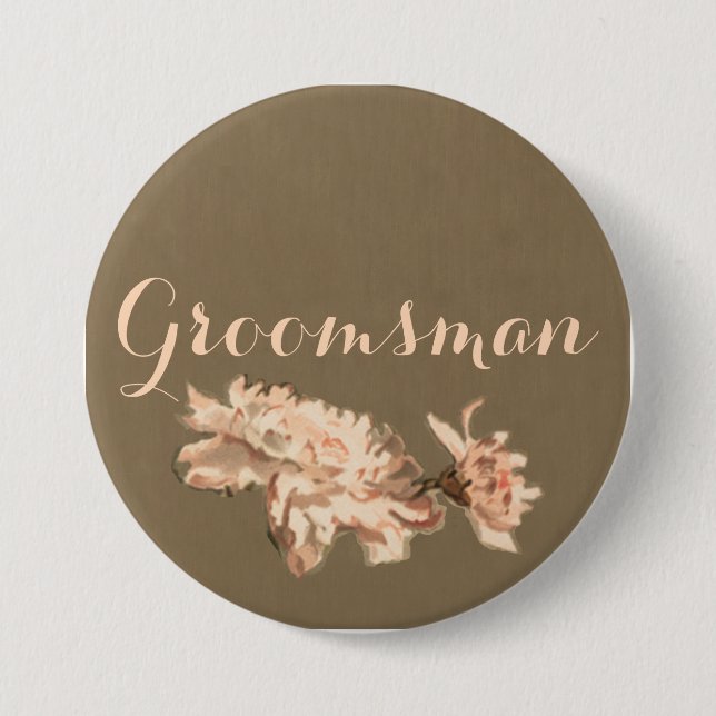 Chrysanthemums i Flaska Groomsman Button Knapp (Framsida)