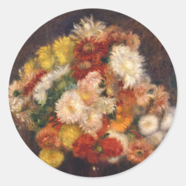Chrysanthemums Renoir Bouquet Runt Klistermärke