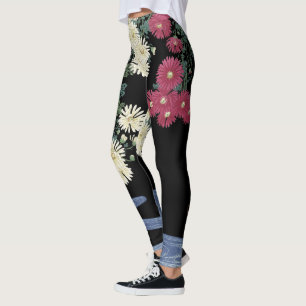 Chrysanthemums,Running Vatten,Zen Japansk Blommigt Leggings
