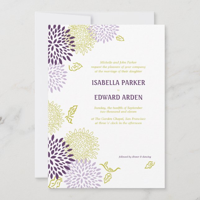 Chrysanthemums som gifta sig inbjudan 5 x 7 (Framsida)