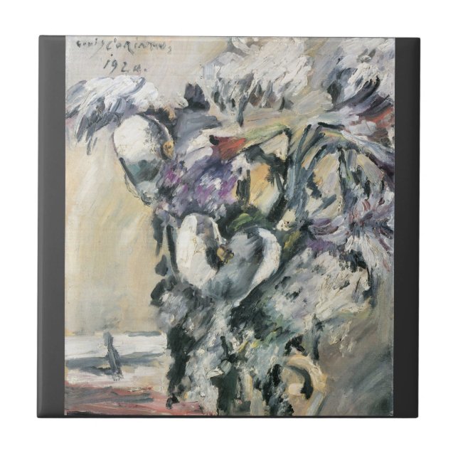 Chrysanthimums och Calla Lillies av Lovis Corinth Kakelplatta (Framsidan)