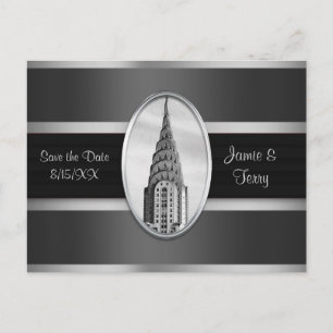 Chrysler Building Spara datum Grå Silver SV Meddelande Vykort