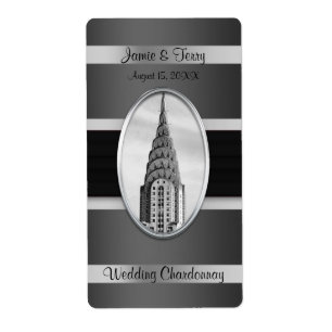 Chrysler Byggande Party Vin-etikett Black Silver B Fraktsedel