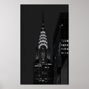 Chrysler byggnad på natten poster