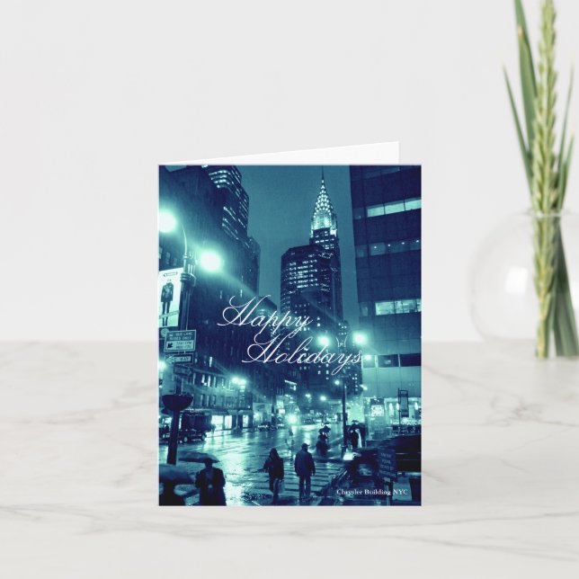 Chrysler som bygger NYC-blått, semestrar kortet Helgkort (Framsida)