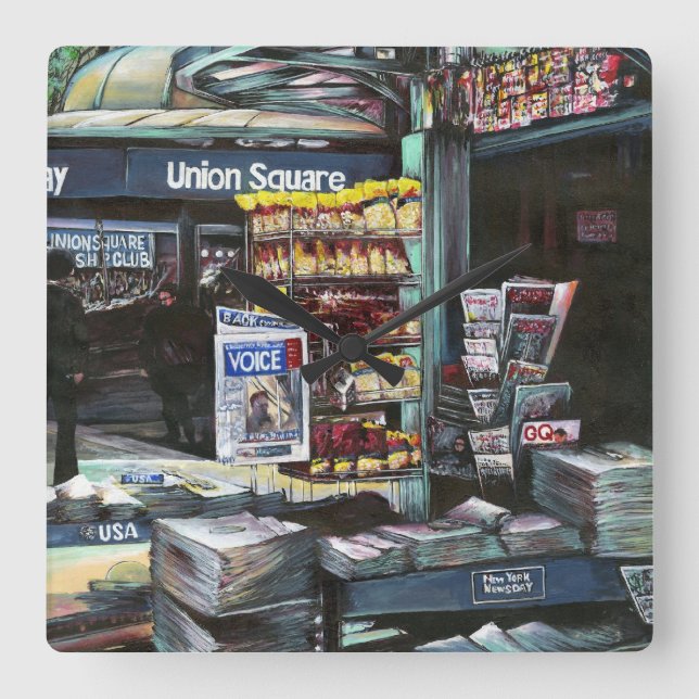 Chrysocolia Morning, Union Square, NYC Fyrkantig Klocka (Framsida)