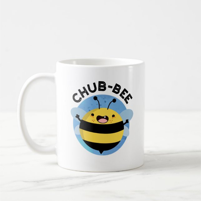 Chub-bee Funny Knubbig Bee Pun Kaffemugg (Vänster)