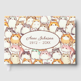 Chubby Cartoon Cat Collection With Hearts Gästböcker