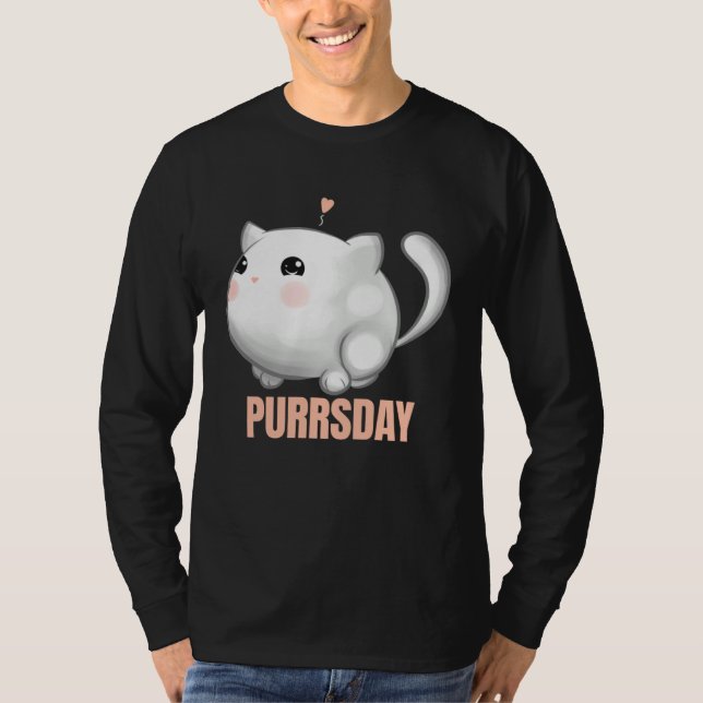 Chubby Cat In Love On Purrsday T Shirt (Framsida)