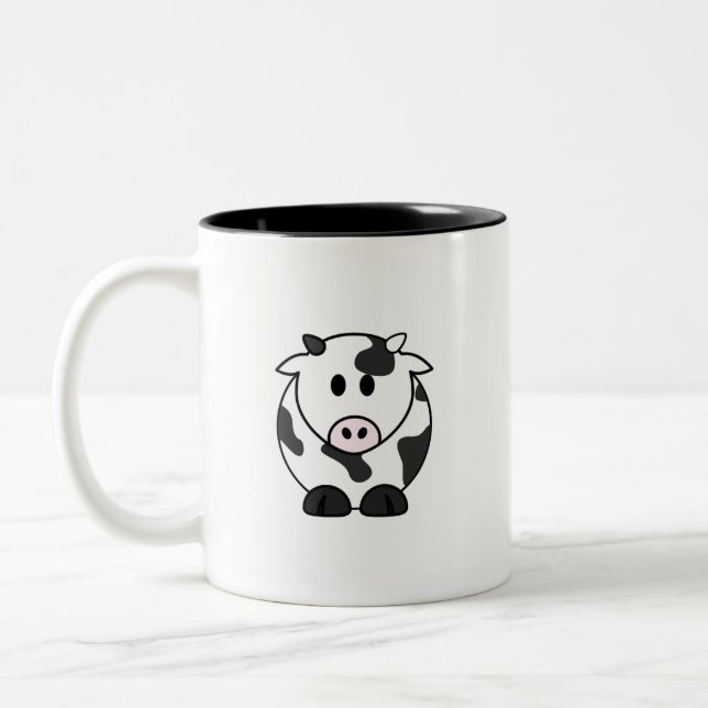 Chubby Cow Kawaii Mug Två-Tonad Mugg (Vänster)