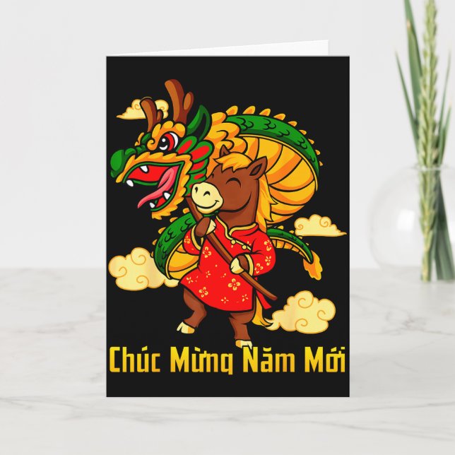 Chuc Mung Nam Moi 2026 år för häst dragon Da Kort (Framsida)
