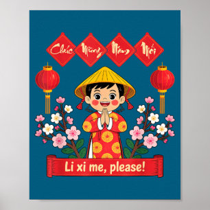 Chuc Mung Nam Moi 2026 Flicka Vietnamesiskt Lunnyt Poster