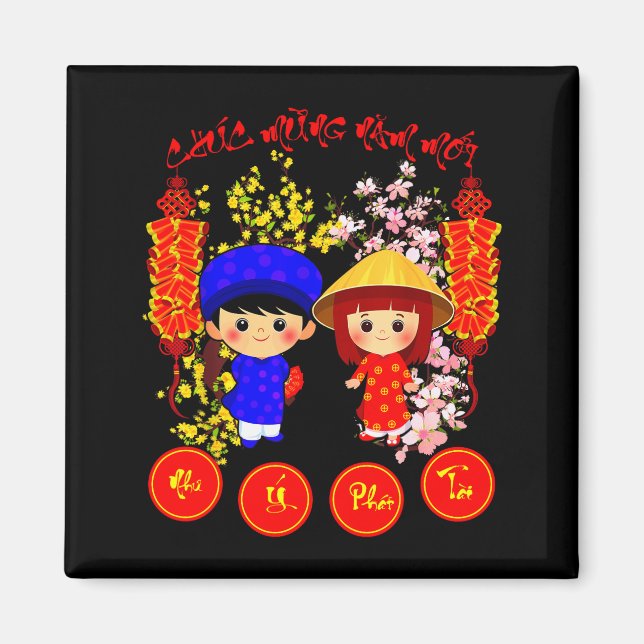 Chuc Mung Nam Moi 2026 Tee Vietnamesiska Lunnyår  Magnet (Framsidan)