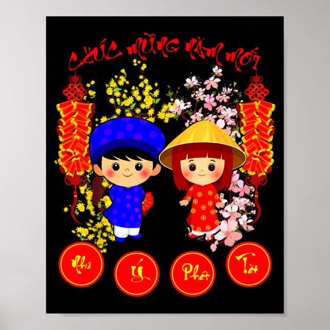 Chuc Mung Nam Moi 2026 Tee Vietnamesiska Lunnyttår Poster (Framsidan)