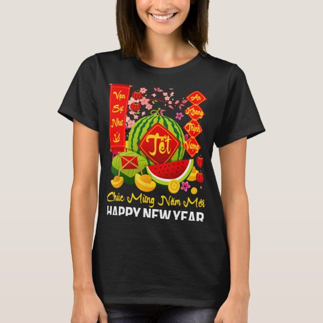 Chuc Mung Nam Moi Happy Lunar New Year Vietnamese  T Shirt (Framsida)