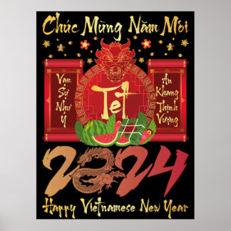 Chuc Mung Nam Moi Lycklig Vietnamese nyår 2024 Poster