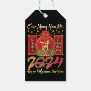 Chuc Mung Nam Moi Lycklig Vietnamese nyår 2024 Presentetikett