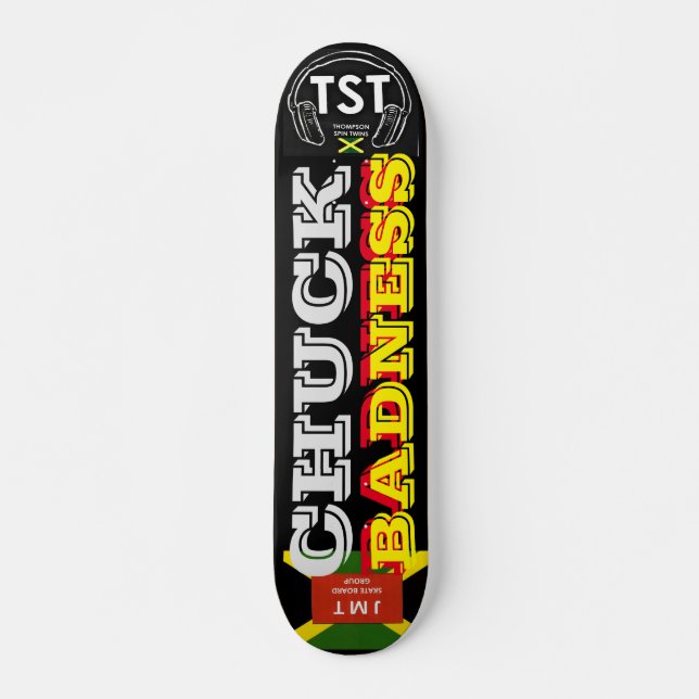 CHUCK BADNESS JMT Skateboard, 7 ¾ tum Deck Mini Skateboard Bräda 18,5 Cm (Framsida)
