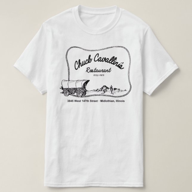 Chuck Cavallinis Restaurant, Midlothian, Illinois T-shirt (Design framsida)